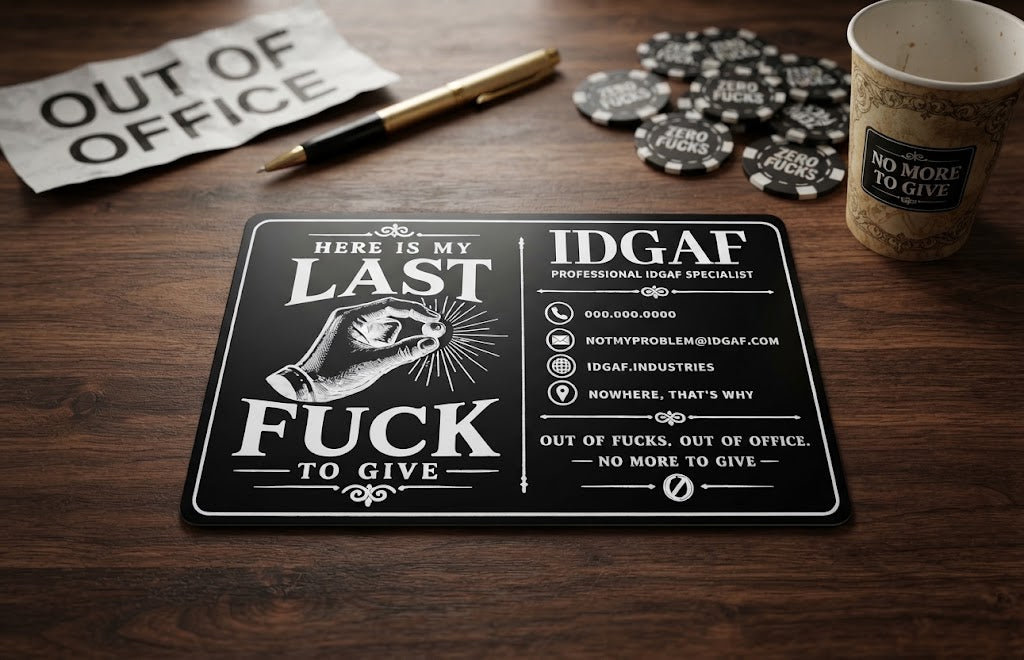 Humorous Novelty Business Card with Sarcastic Text x2 cards