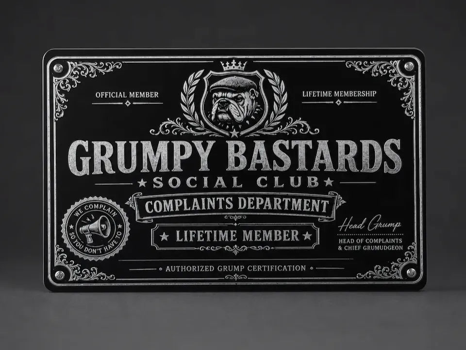 Grumpy Bastards Social Club Complaints Department Novelty Business Cards