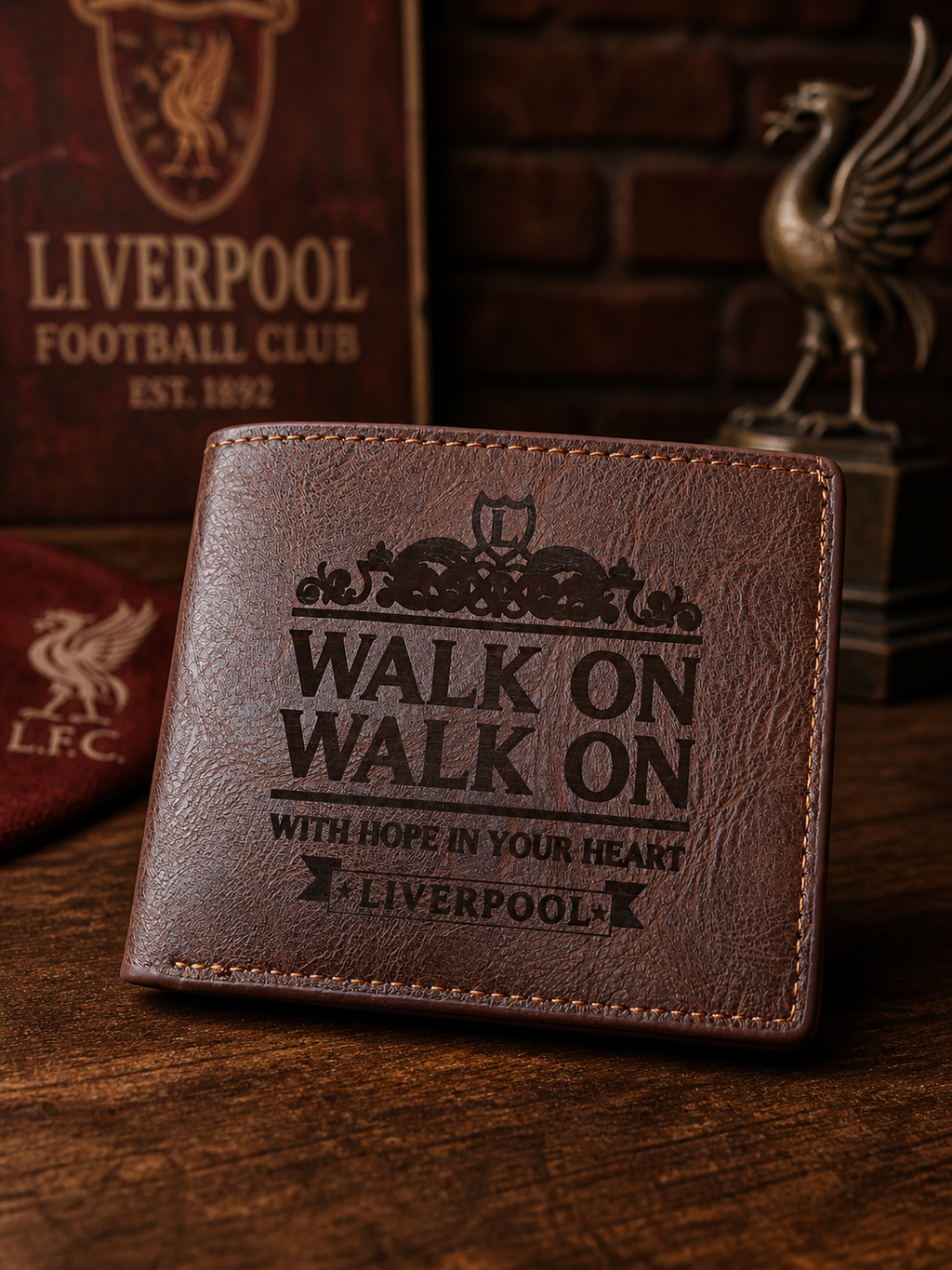 Liverpool 'Walk On' laser engraved Leather PU Wallet