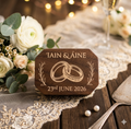 Custom Laser Engraved Walnut Wedding Ring Box – Octagonal Double Ring Bearer Box
