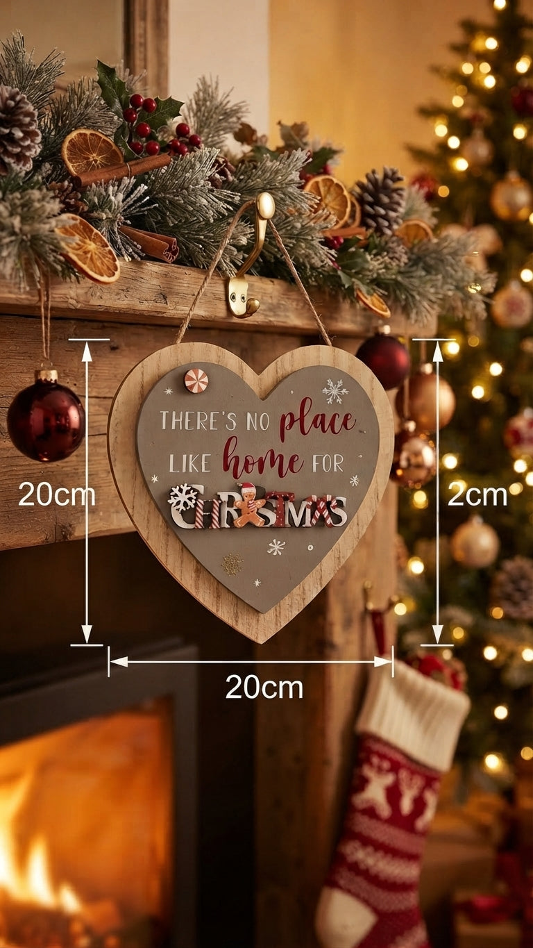 "There's No Place Like Home For Christmas" Gingerbread Heart Plaque