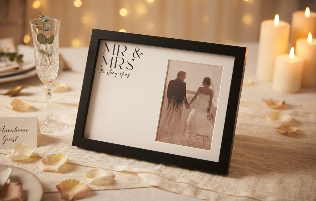 "MR & MRS - The Story of Us" Black Wide Wedding Frame