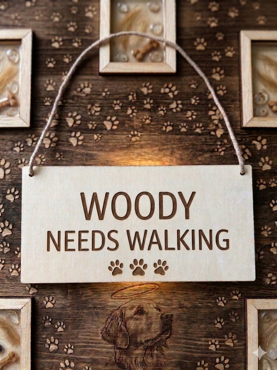 Personalized Wooden Dog Walker Reminder – Flip Sign for Door or hook