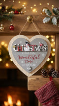 "Christmas Is The Most Wonderful Time Of The Year" Snowman Heart Plaque