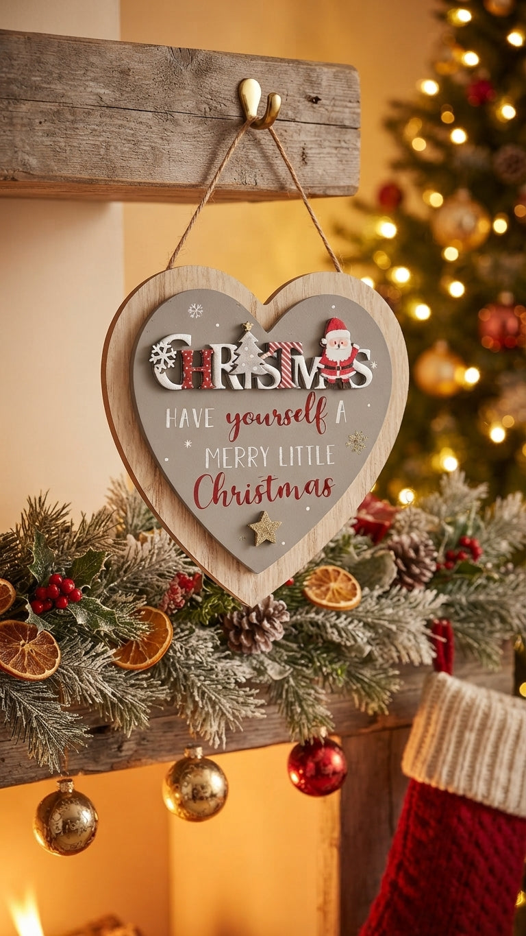 "Have Yourself A Merry Little Christmas" Santa Heart Plaque