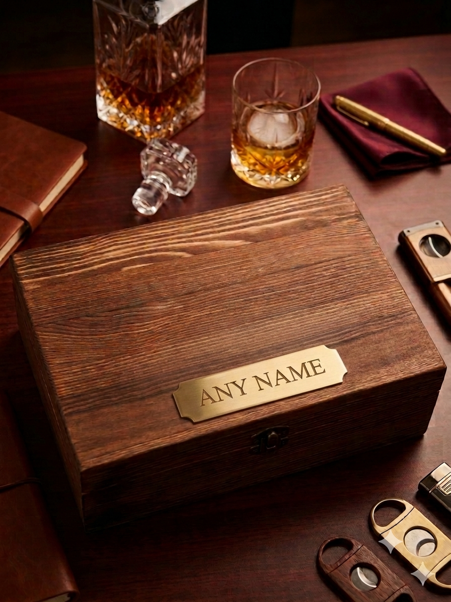 Irish Defence Forces Personalised Wooden Whiskey Gift Box Set