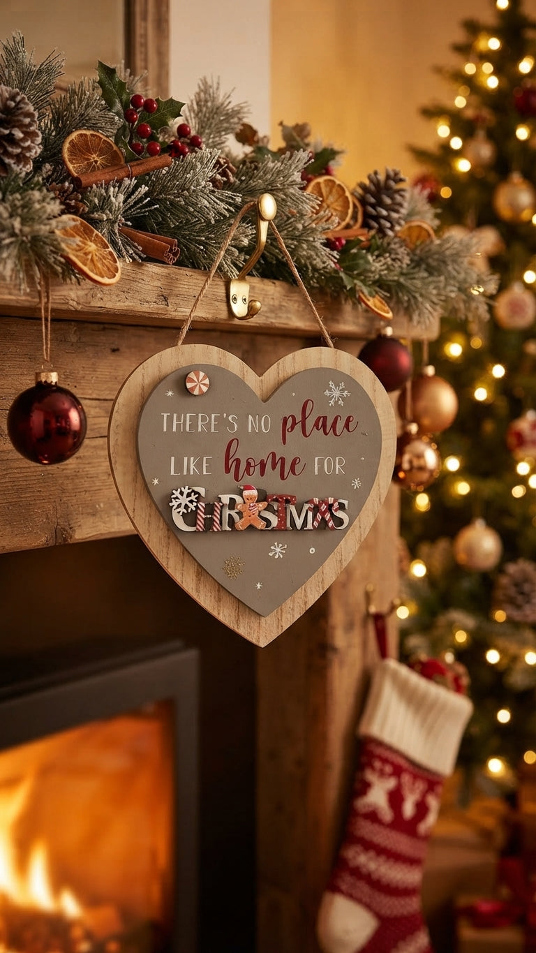 "There's No Place Like Home For Christmas" Gingerbread Heart Plaque