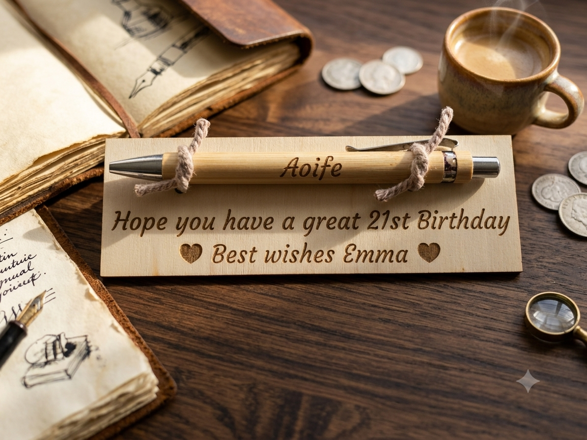 Personalised pen and wooden card