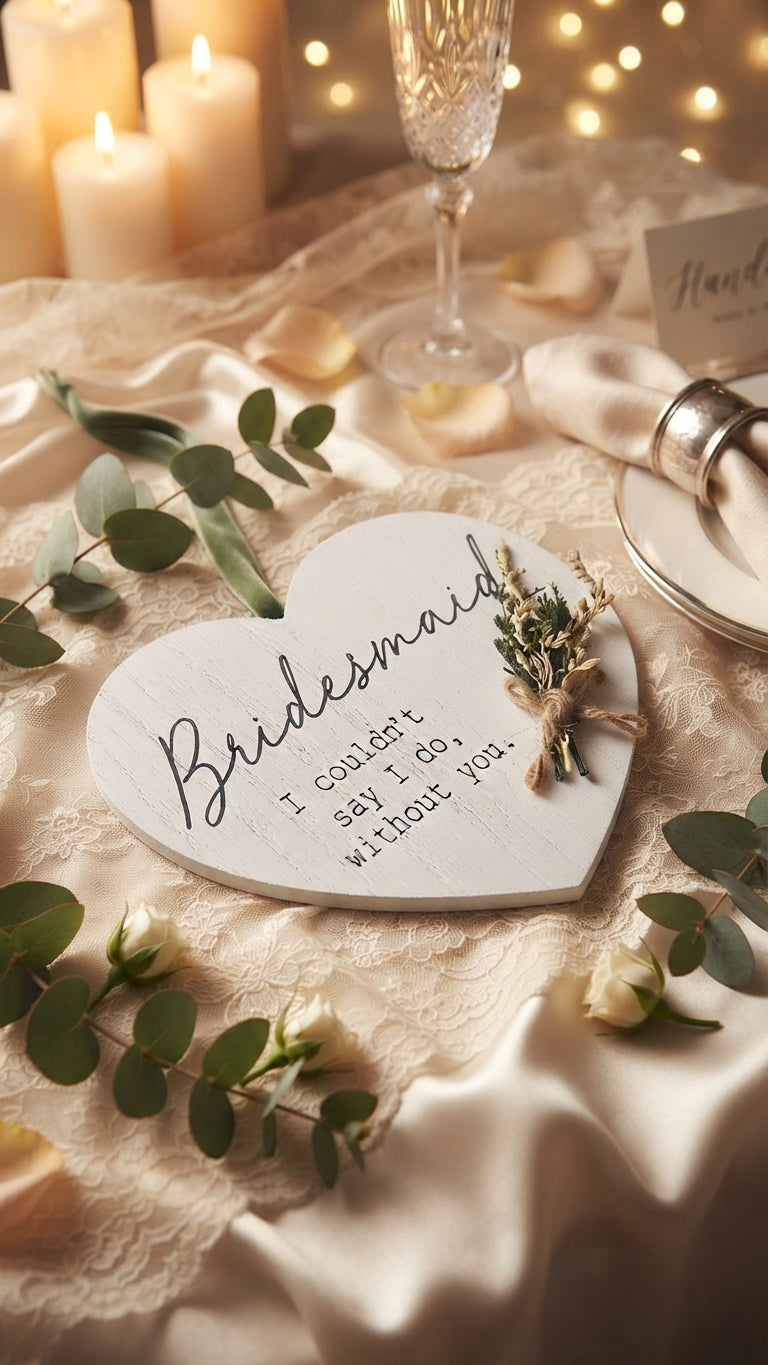 "Bridesmaid - I couldn't say I do, without you." Heart Plaque