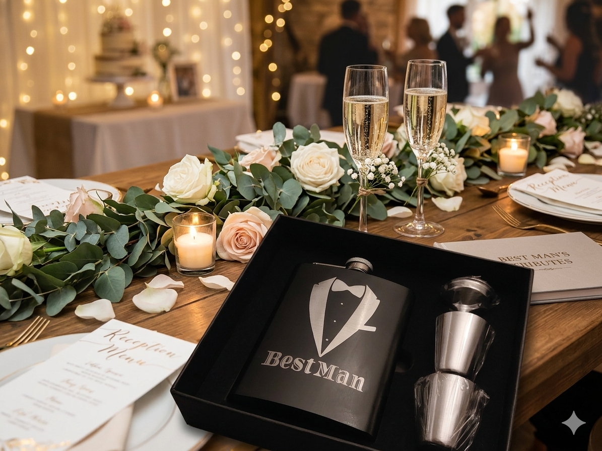 Best Man Hip Flask Gift Set