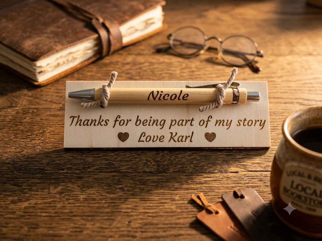 Personalised pen and wooden card