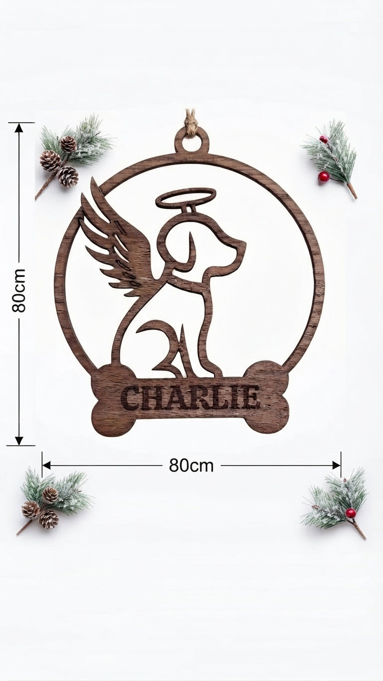 Personalised Walnut Pet Angel Christmas Ornament