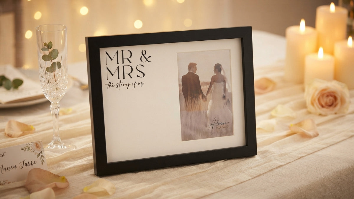 "MR & MRS - The Story of Us" Black Wide Wedding Frame