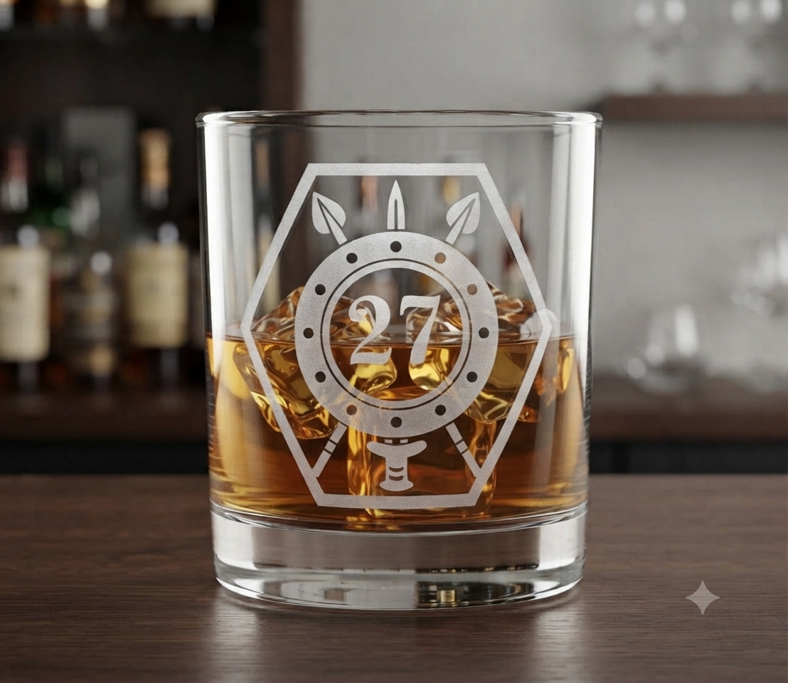 27th Infantry Battalion Engraved Tumbler Glass
