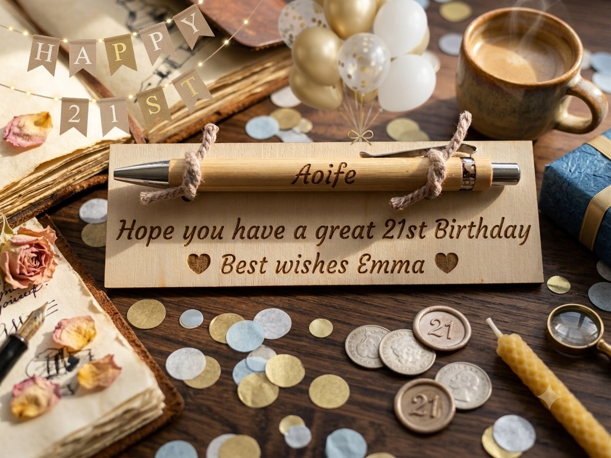 Personalised pen and wooden card