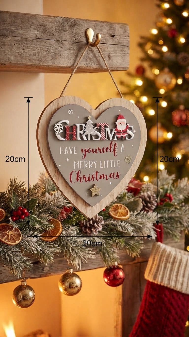 "Have Yourself A Merry Little Christmas" Santa Heart Plaque