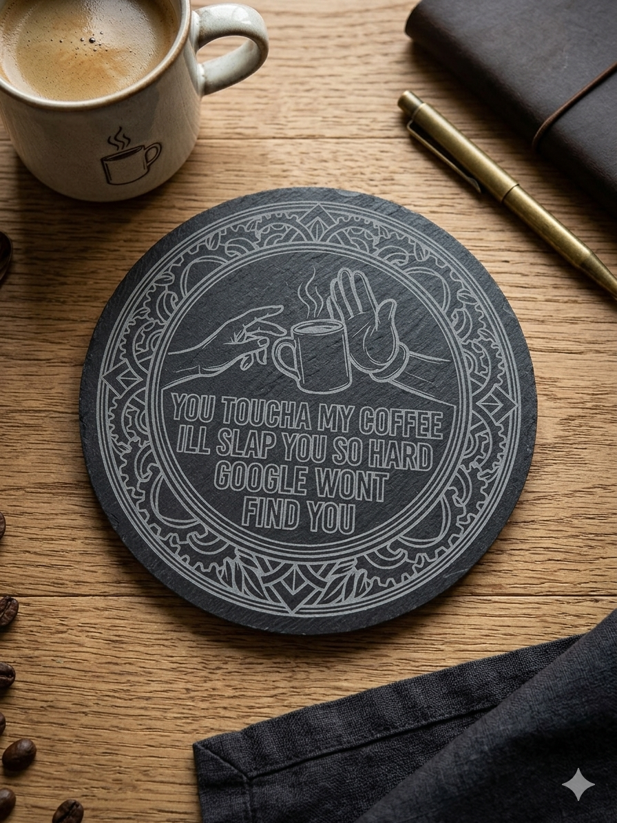 Touch My Coffee Slate Coaster
