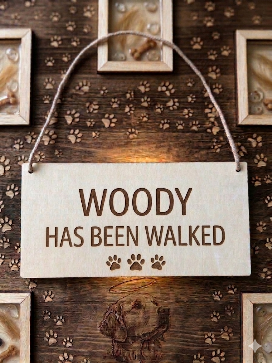 Personalized Wooden Dog Walker Reminder – Flip Sign for Door or hook