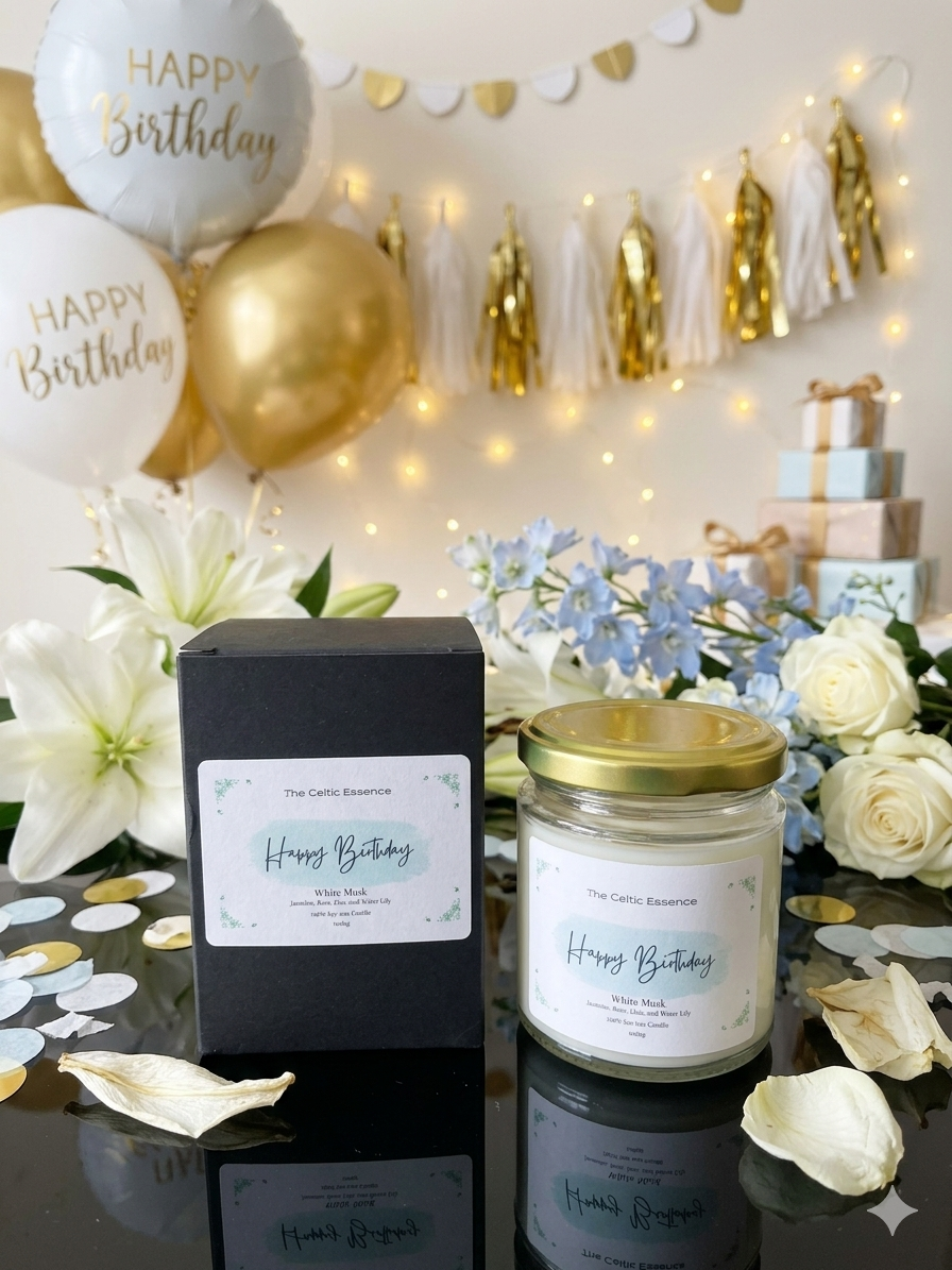 Birthday Scented Candle 'White Musk' with Gift Box