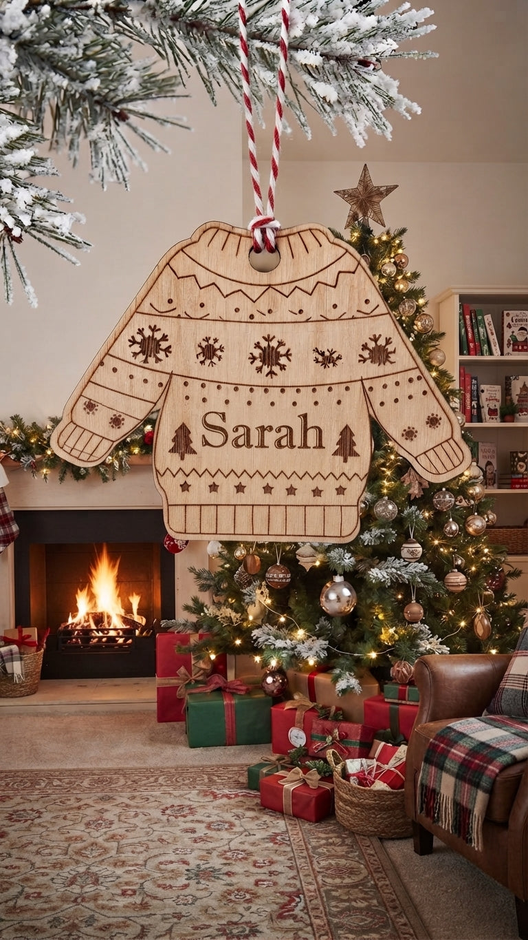 Personalised Wooden Christmas Jumper Ornament