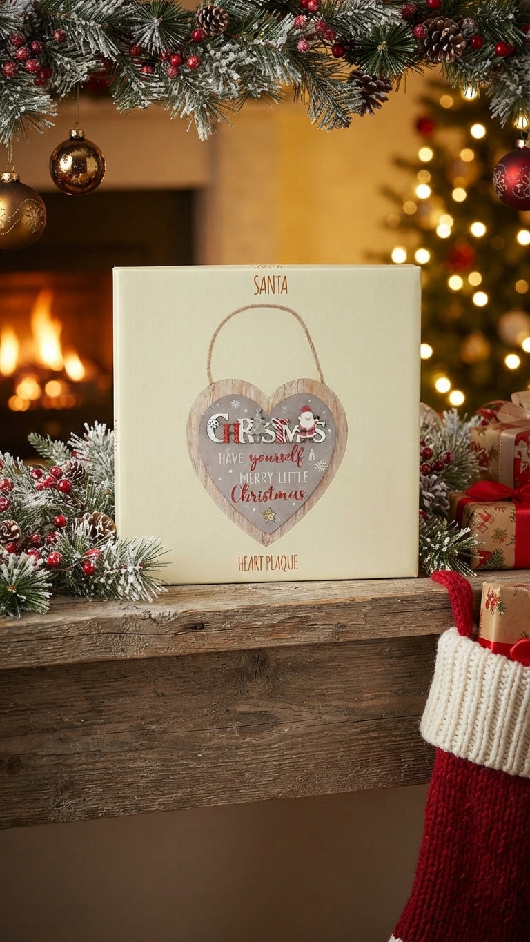 "Have Yourself A Merry Little Christmas" Santa Heart Plaque