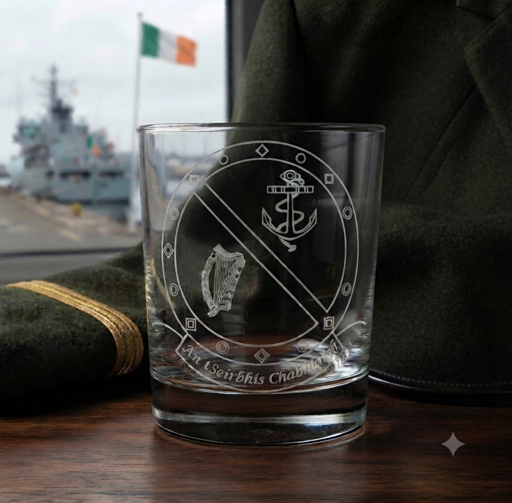 Irish Naval Service Engraved Whiskey Glass