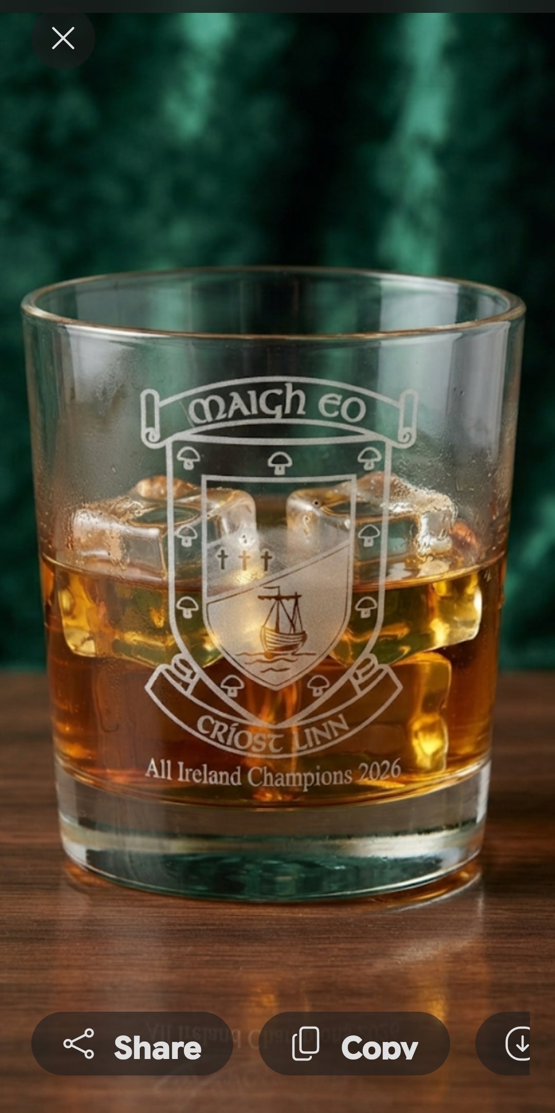 Mayo All Ireland Champions 2026 Whiskey Glass