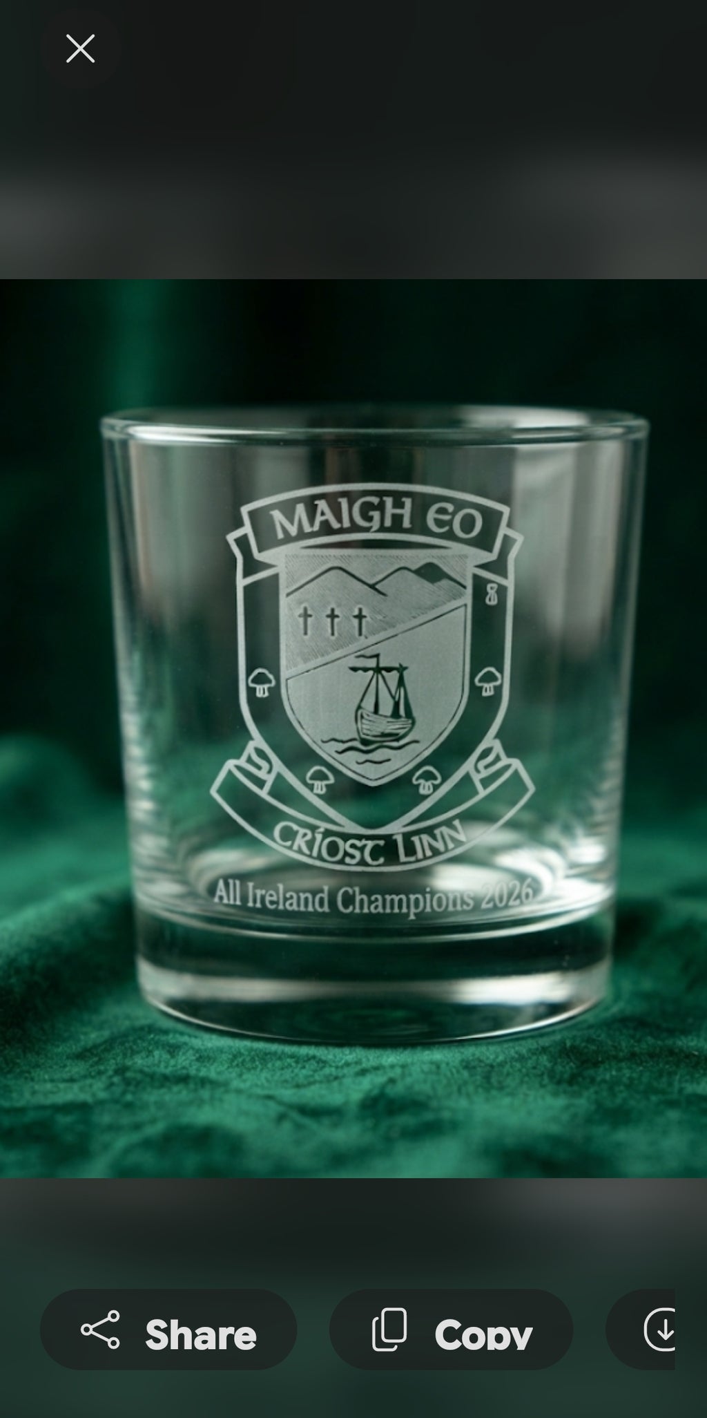 Mayo All Ireland Champions 2026 Whiskey Glass
