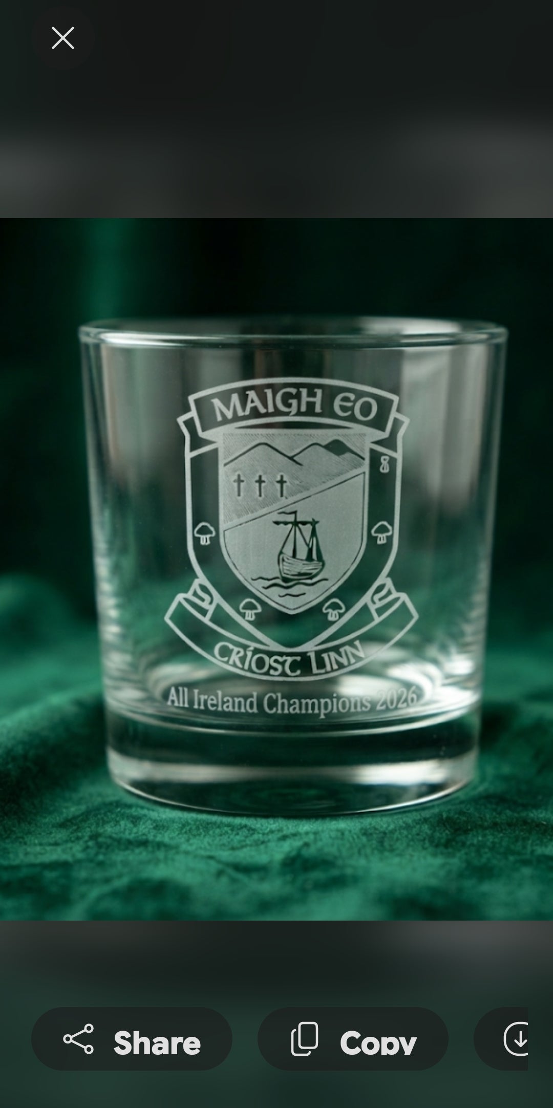 Mayo All Ireland Champions 2026 Whiskey Glass