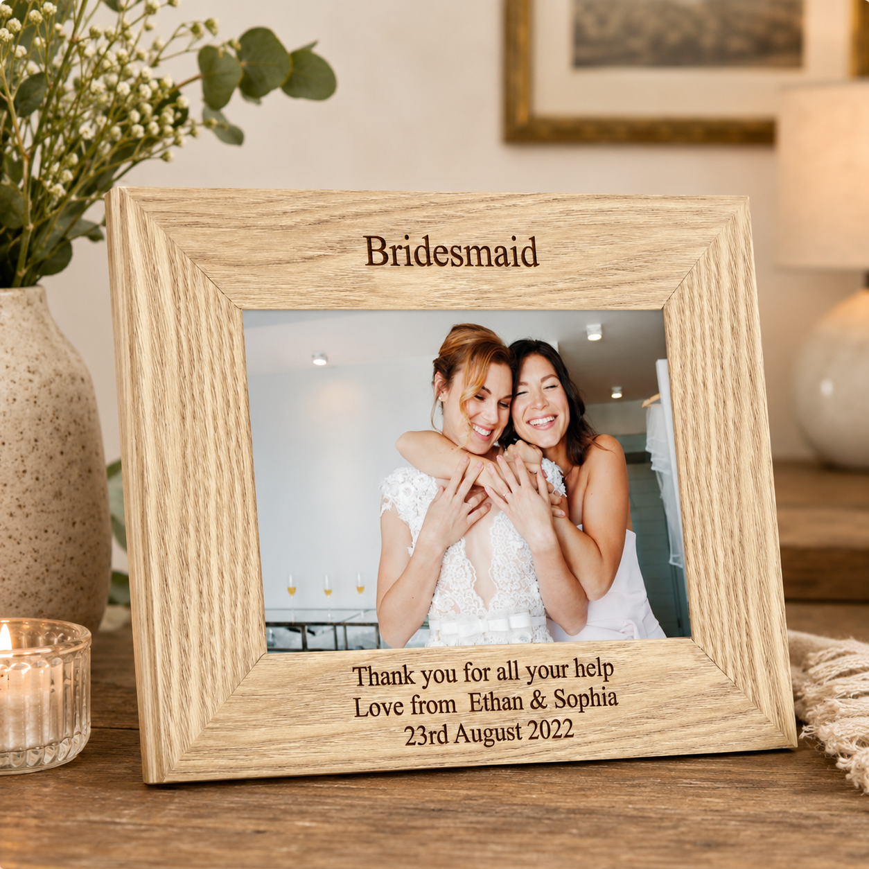 Personalised Wooden "Bridesmaid" Engraved Picture Frame