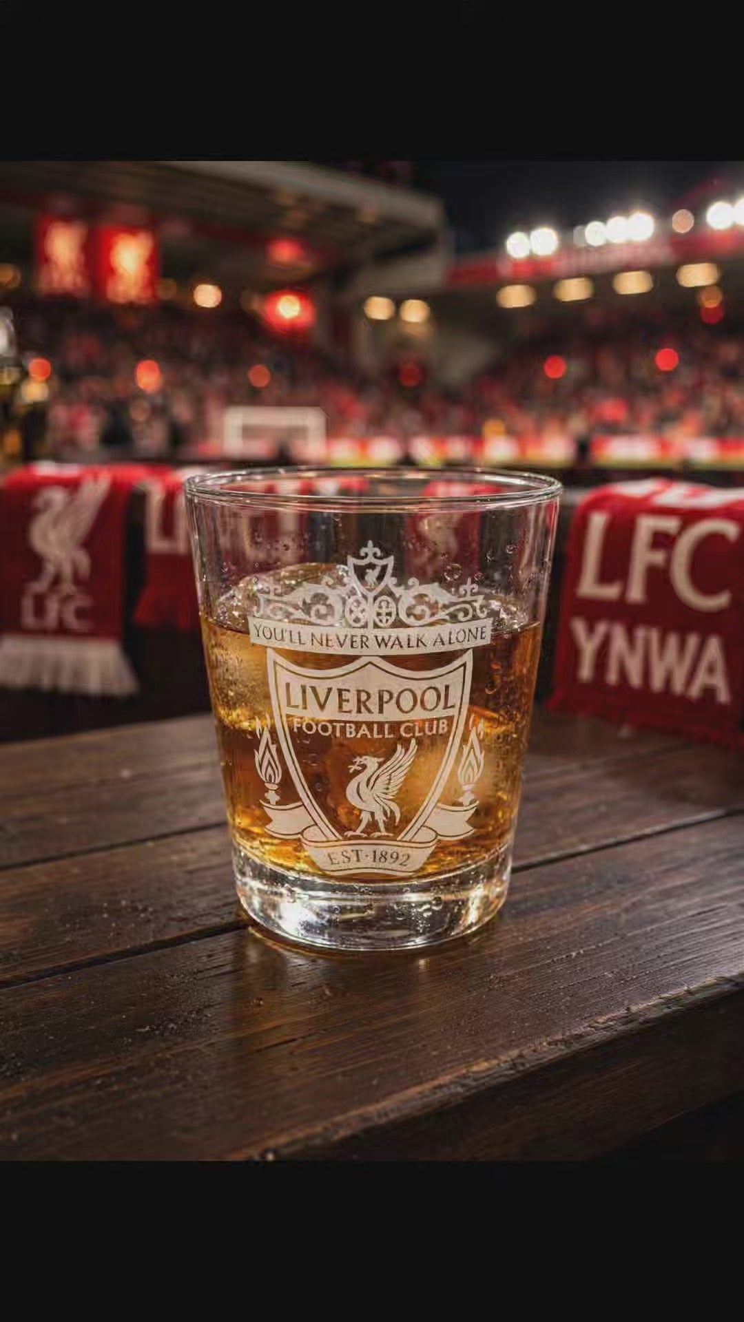 Liverpool engraved whiskey glass
