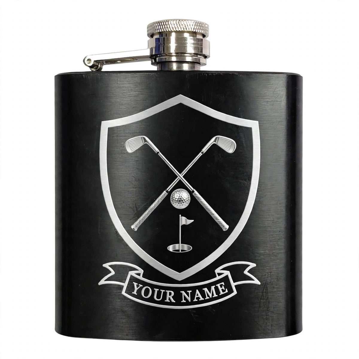 The Ultimate Personalised Golfing Gift Set. Personalised Golf Whiskey Gift Set | Custom Name Hip Flask Box | Golf Gifts for Men & Women.