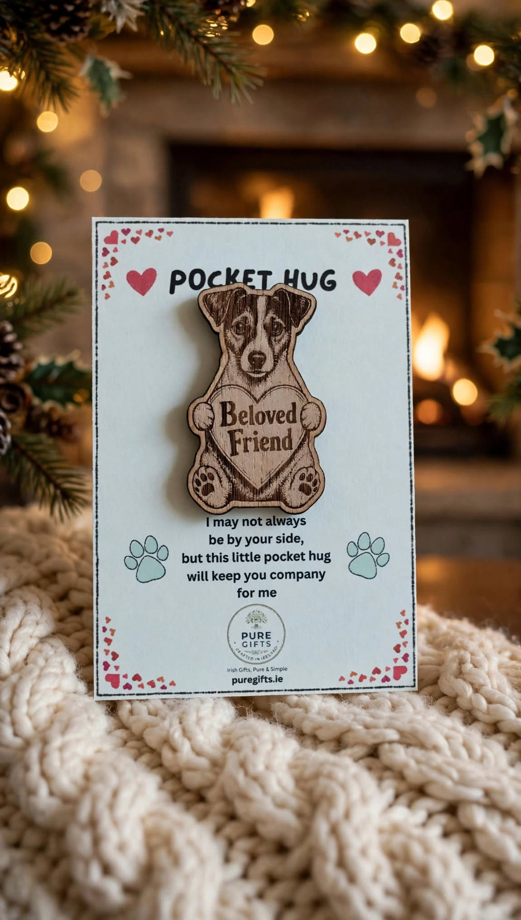 Jack Russell Pocket Hug - Beloved Friend - 50mm Laser Engraved Wooden Dog Token - Dog Lover Keepsake Gift