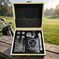 The Ultimate Personalised Golfing Gift Set. Personalised Golf Whiskey Gift Set | Custom Name Hip Flask Box | Golf Gifts for Men & Women.