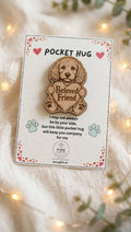 Cockapoo Pocket Hug - Beloved Friend - 50mm Laser Engraved Wooden Dog Token - Poodle / Cockerpoo Keepsake Gift