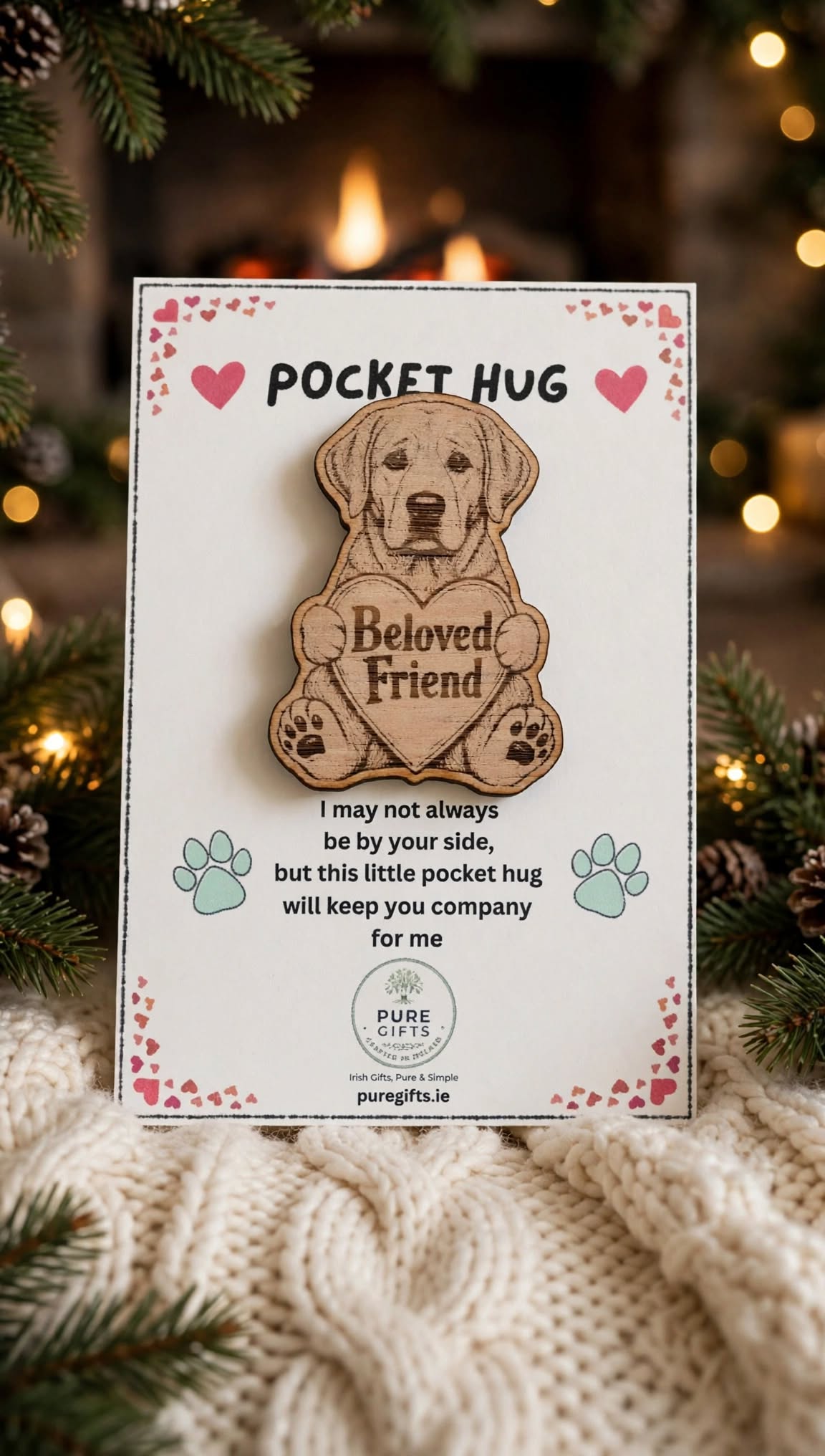 Labrador Pocket Hug - Beloved Friend - 50mm Laser Engraved Wooden Dog Token - Labrador Keepsake Gift