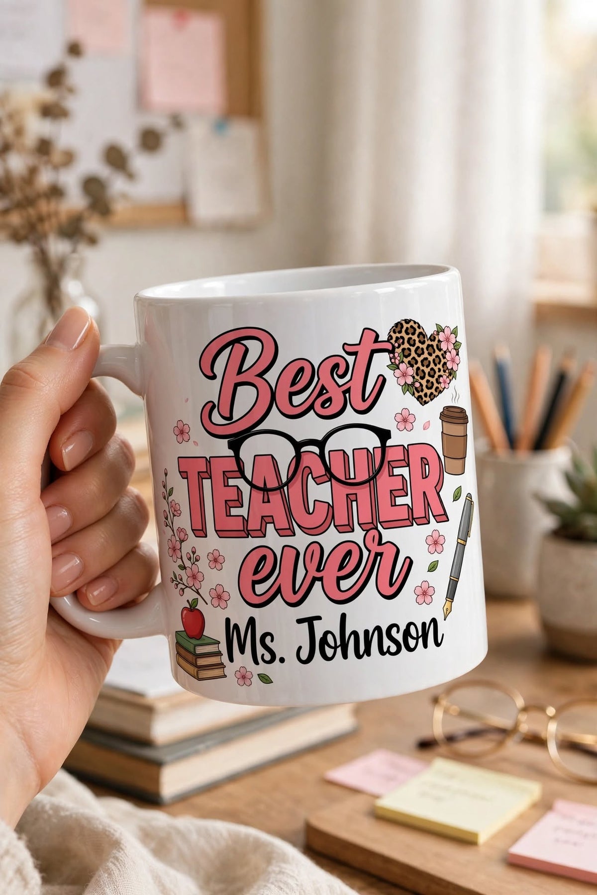 Best Teacher Ever Personalised Mug with Any Name - Teacher Thank You Gift | 11oz