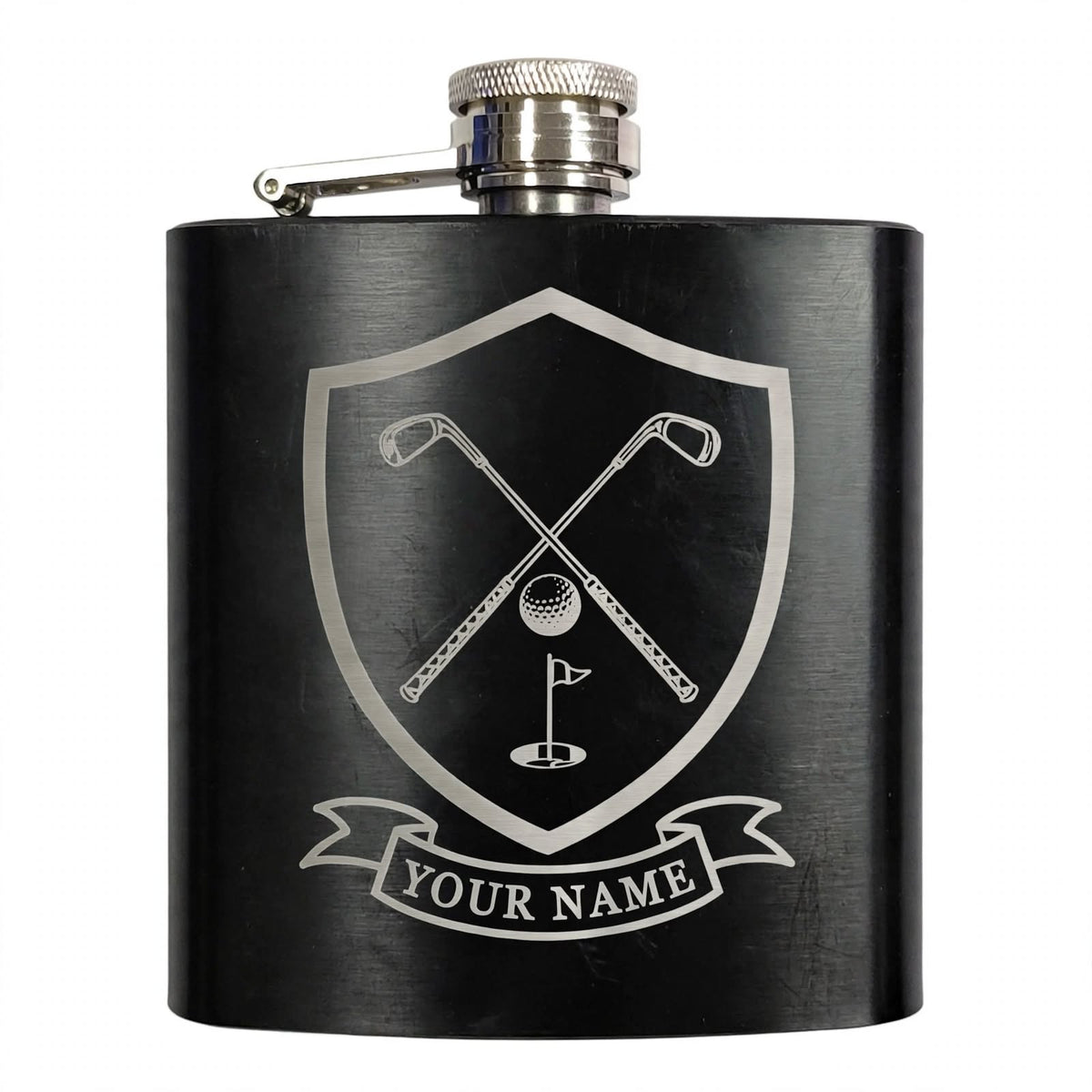 The Ultimate Personalised Golfing Gift Set. Personalised Golf Whiskey Gift Set | Custom Name Hip Flask Box | Golf Gifts for Men & Women.